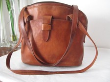 TEXIER!!! FRENCH DESIGNER COGNAC TAN LEATHER SHOULDER BAG!!!