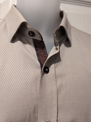 Eight X for Buckle Textured Beige Shirt w/ Contrasting Trim Slim Fit XL