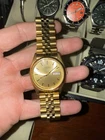 Seiko Men's Presidential Watch 37mm Gold Dial Gold Tone Daydate 7N43-8110