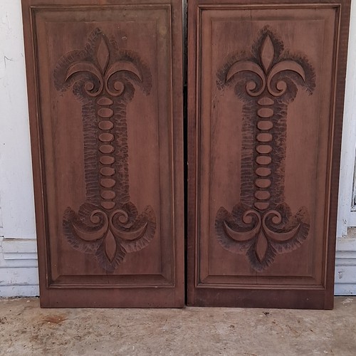 Vintage Pair of Solid Oak Wood Swinging Saloon Cafe  Doors Brown 30” X 38” NICE!