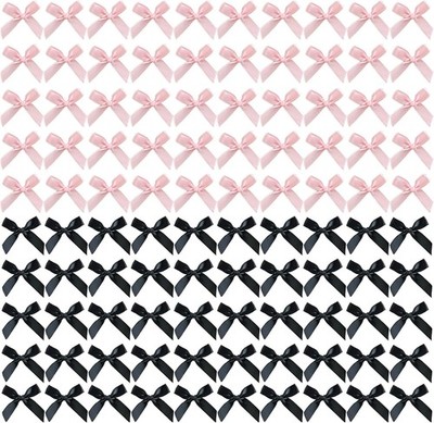 100 Pcs Ribbon Bows Mini Satin Fabric Bows Flowers,Bow Party Decor for DIY