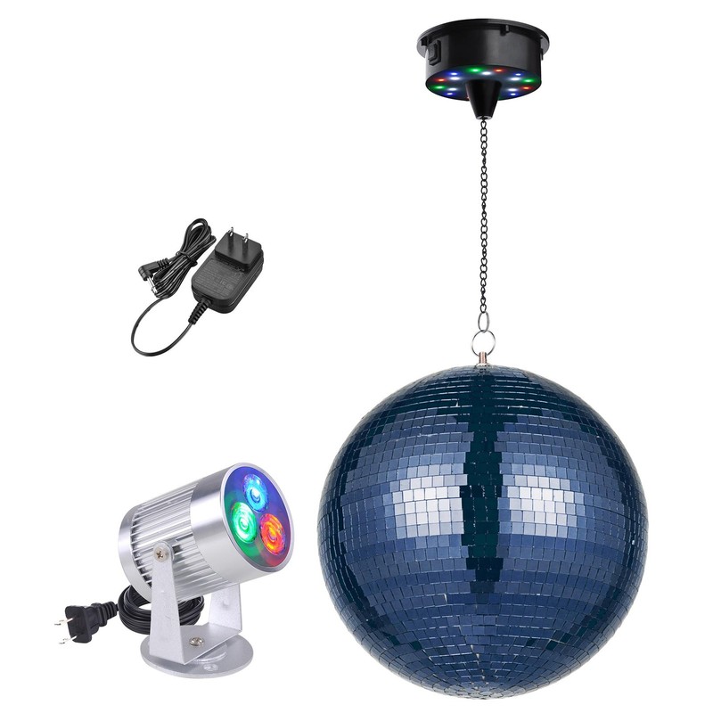 AplusChoice 12" Blue Disco Ball w/ RGB Spotlight & Rotator Motor Party Light Kit