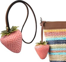 Strawberry Pink Red Bag Charm Keychain for Purse Handbag