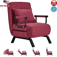 Convertible Sleeper Chair Tri-fold Armchair Adjustable Backrest Lounge Bed New