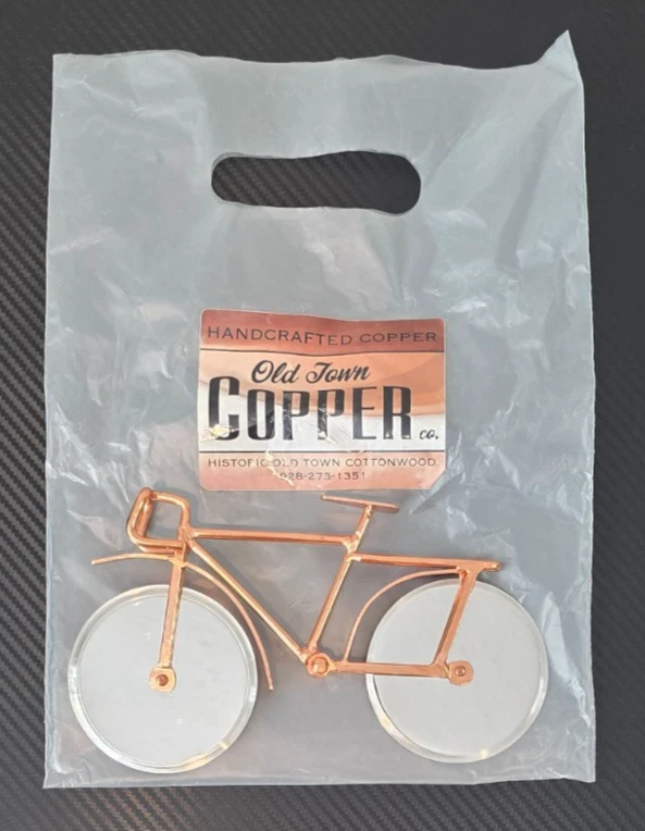 Old John Copper Co Handcrafted Copper Bicycle Pizza Cutter