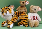 Beanie Baby Plush Lot Ty Classic Tiger Pinstripes 13" Curly 12" Curly 8"  — photo 1