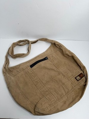 Vintage Prana Crossbody Hobo Bag Purse Brown Cotton Canvas Travel Boho Utility