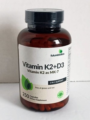 Futurebiotics Vitamin K2 MK7 with D3 Supplement 250 Caps- Exp: 04/2027