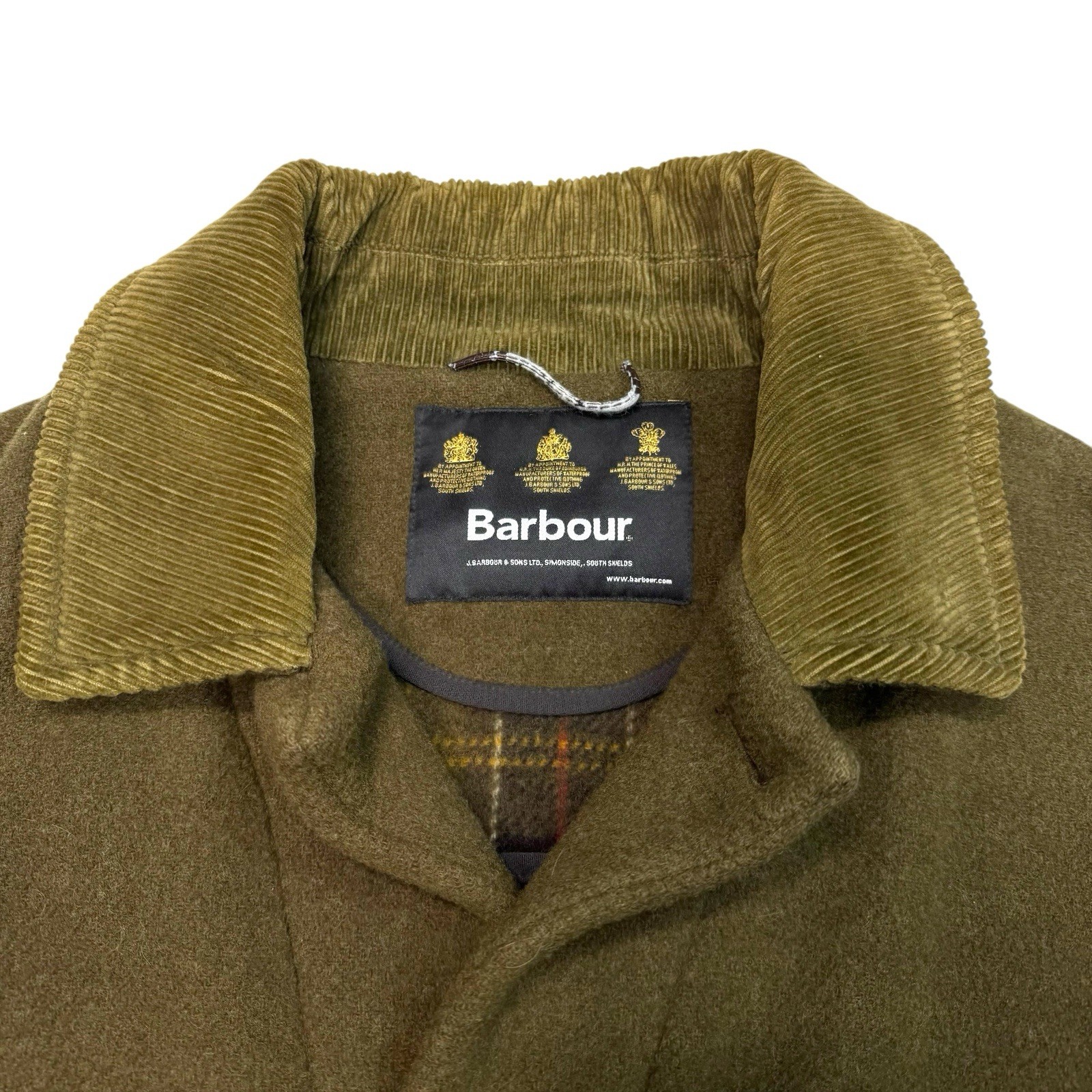 Barbour Galloway Wool Jacket Large Olive Green Mens Overcoat Button Vintage Rare image 10