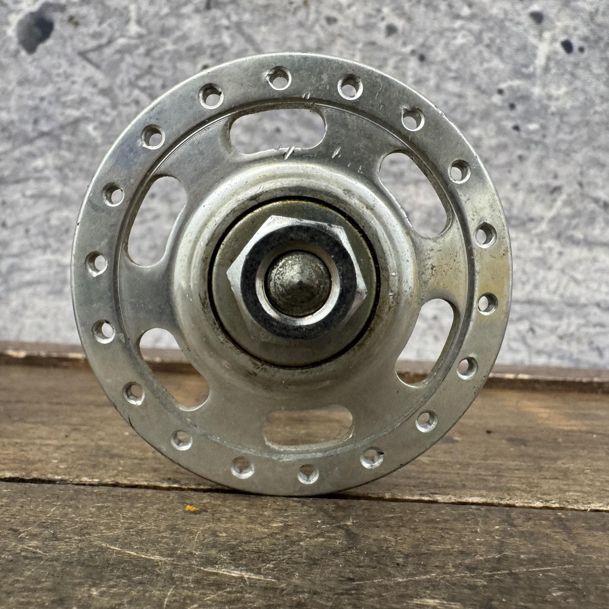 Vintage Shimano BMX Front Hub 36H High Flange Silver Nutted Bolt
