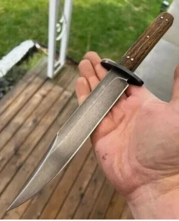 Cuchillo Bowie Full Tang de caza de acero al carbono hecho a mano personalizado supervivencia Foto 3 de 3