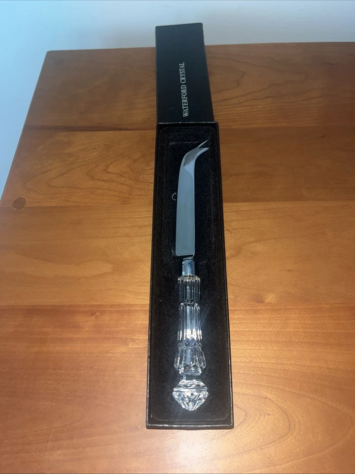 Cuchillo de queso de cristal Waterford “Lismore” de colección con hoja de acero inoxidable con caja Foto 2 de 4