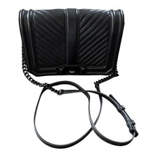 Rebecca Minkoff Chevron Quilted Small Love Crossbody Bag in Black