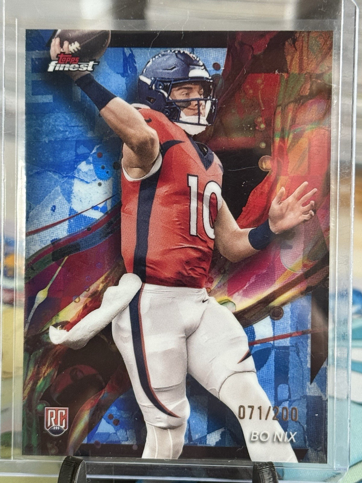 2024 Topps Finest - Common Bo Nix #63 Blue Refractor /200 (RC)