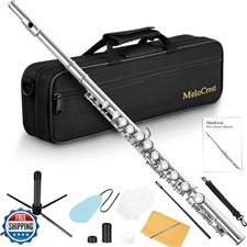 MeloCrest Nickel Plated Closed Hole Flute for Beginner Student an