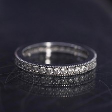 Size 5, vintage sterling silver 925 stackable band ring with cz around