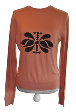 *Holly Fulton x John Smedley* Coral round neck jumper with motif M (UK 12)^