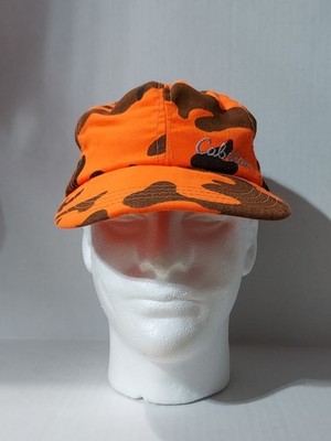 Vintage Cabelas Orange Camo Thinsulate 3M Hat w/Ear Flaps USA Small Thermal