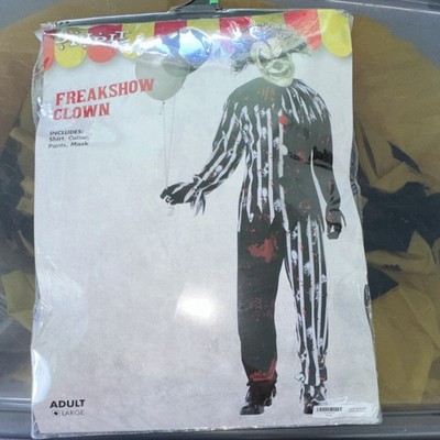 Spirit Freakshow Clown Costume Complete Outfit L Black White Red Polyester
