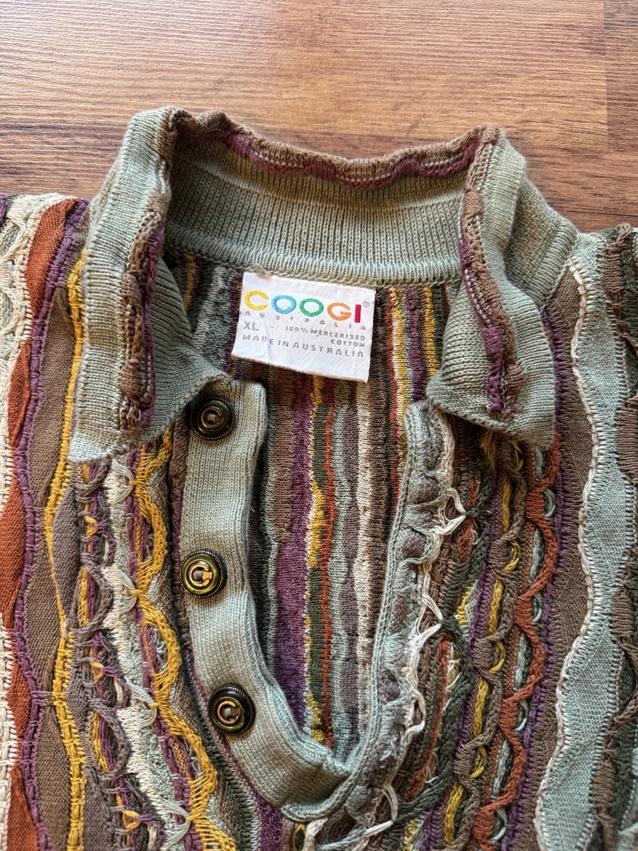 Vintage COOGI Australia Sweater XL 3D Knit Mercerized Cotton Made