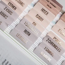 Laminated Bible Tabs Rose Gold Embossed Lettering, Bible Journaling Supplies,...