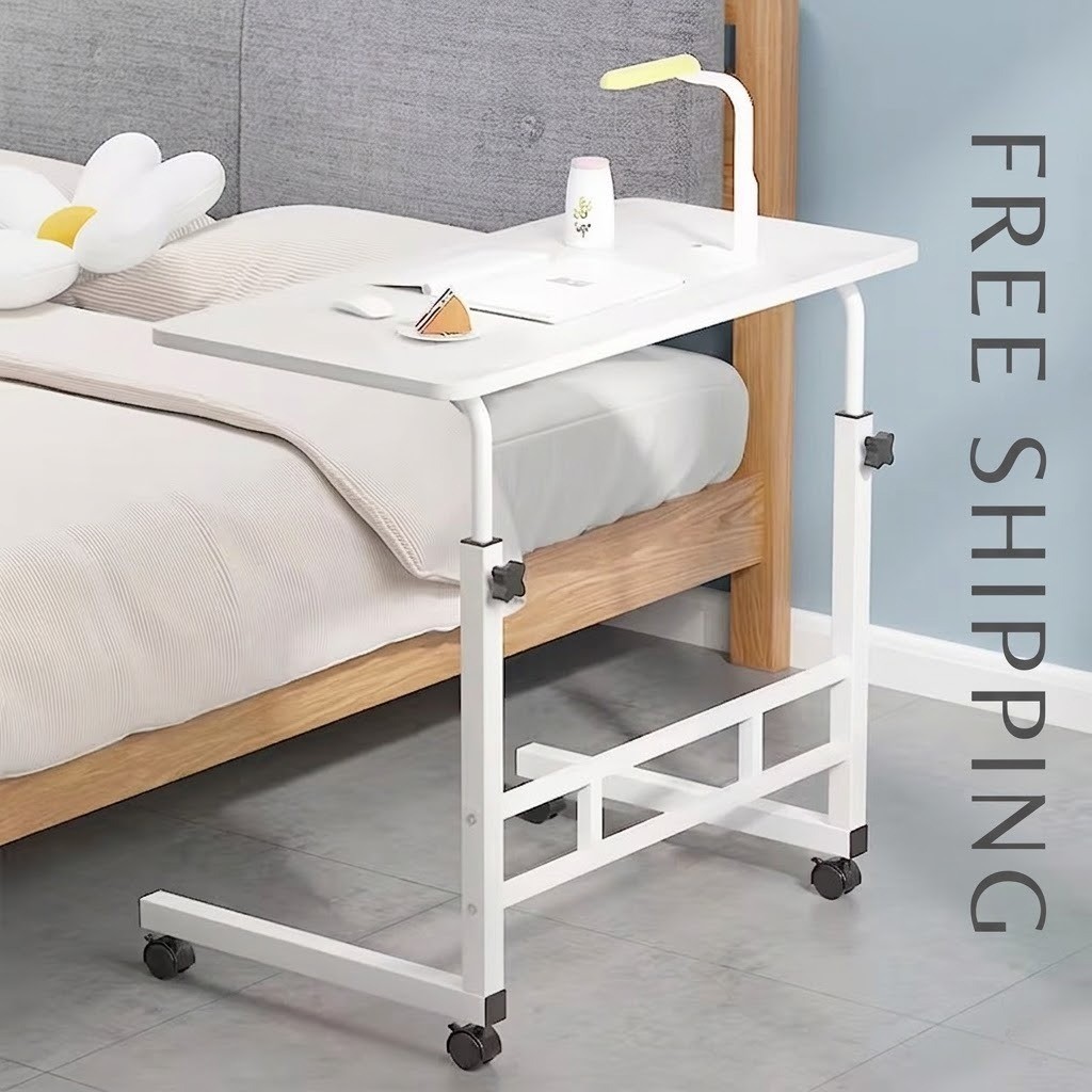 Table ordinateur portable blanche hauteur réglable 67-88cm
