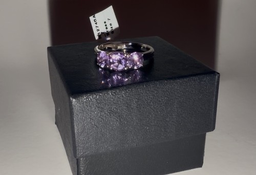 14K White Gold Plated 0.90 CTW Amethyst Size 7