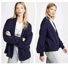 AG Adriano Goldschmied The Amari Cardigan Blouson Sleeve Wool Mohair Navy Sz S