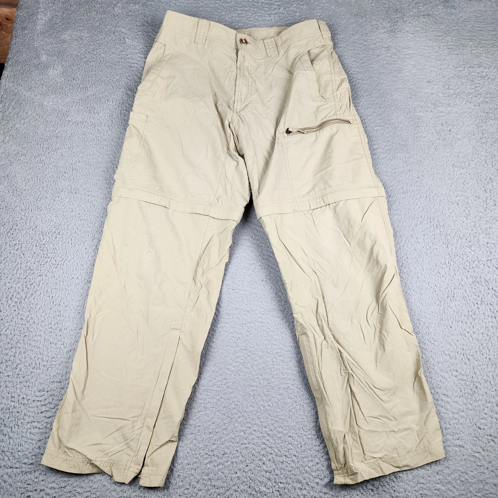 Exofficio Pants Mens 32 Brown Convertible Insect Shield Cargo Fishing Hiking