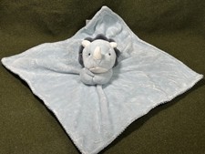 Carters Dinosaur Triceratops Plush Lovey Security Blanket Blue Striped Back