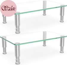 2 Pack Computer Monitor Riser with Height Adjustable Multi Media Desktop Stand f