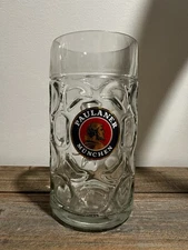 Paulaner Munchen 1 Liter Dimpled German Munich Beer Stein Glass Mug Oktoberfest