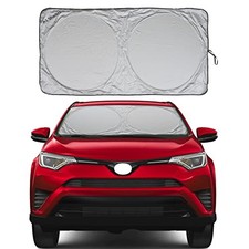 Car Windshield Sun Shade with Storage Pouch by A1 Sunshade Retractable Medium