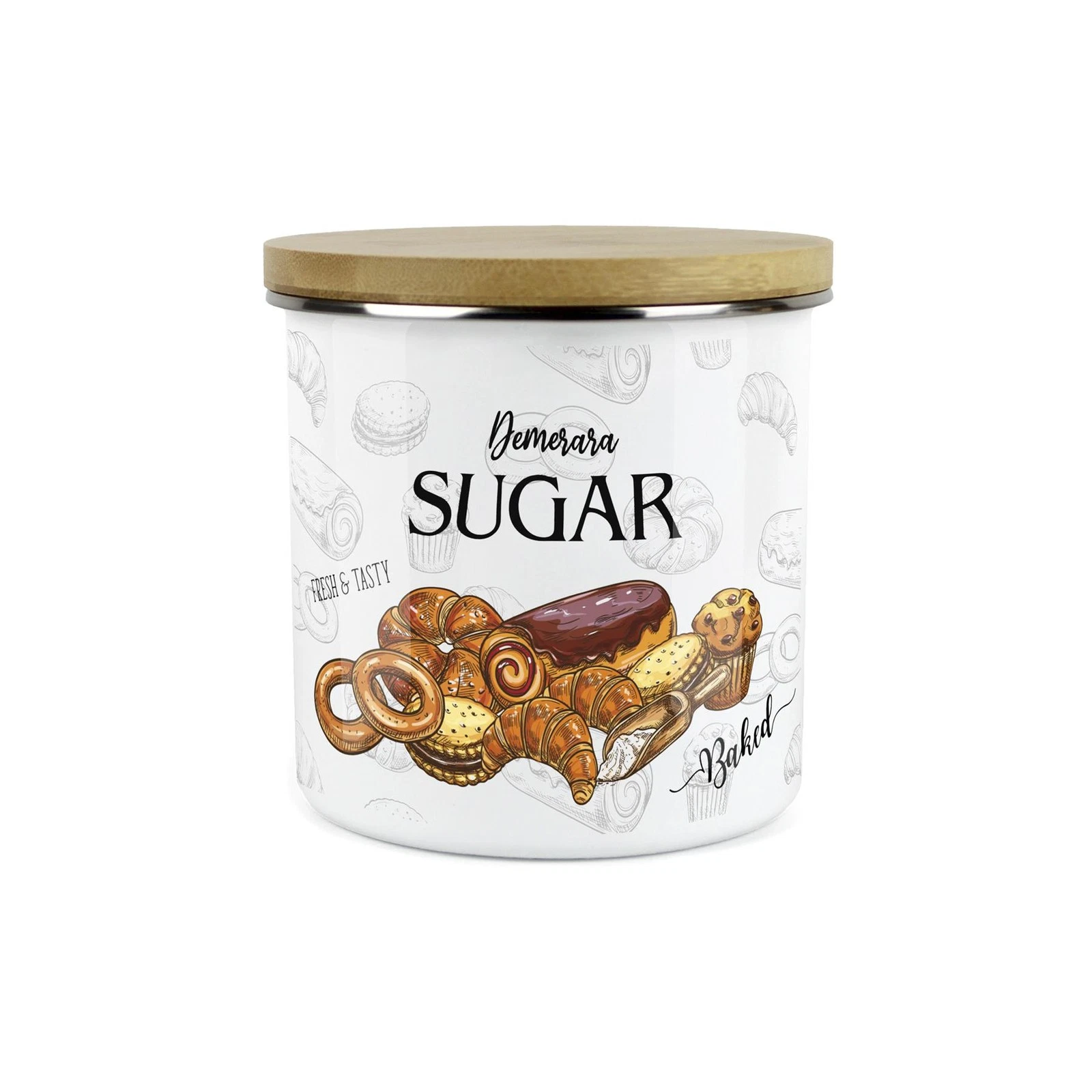 Demerara Sugar Storage Canister - Airtight Bakery Ingredients Enamel Jar