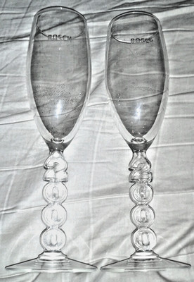 Bosch Millennium Champagne Flutes Clear 2000 Stemmed Glasses Stemware Set of 2