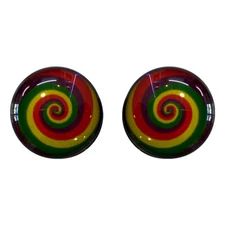 Ear plugs Screw Fit Light weight Acrylic with Rainbow Design