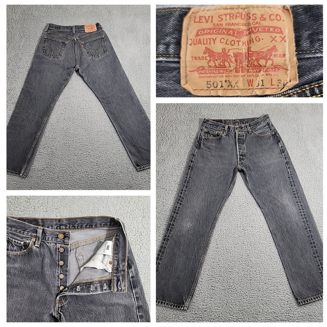 Levi's 501 XX Jeans Men's 28x26 Black Gray Denim Button Fly