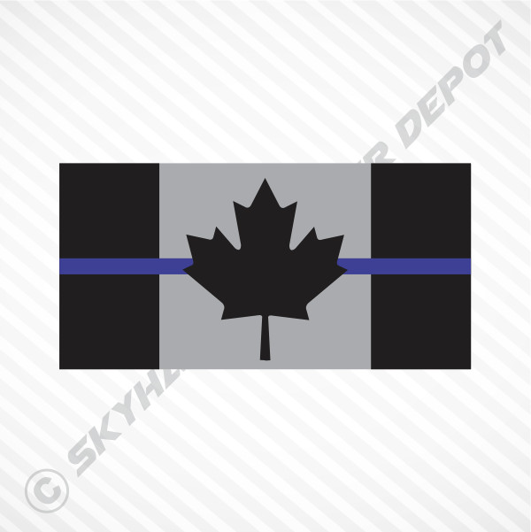 Subdued Canadian Flag Thin Blue Line Sticker Vinyl Decal Police Law Enforcement