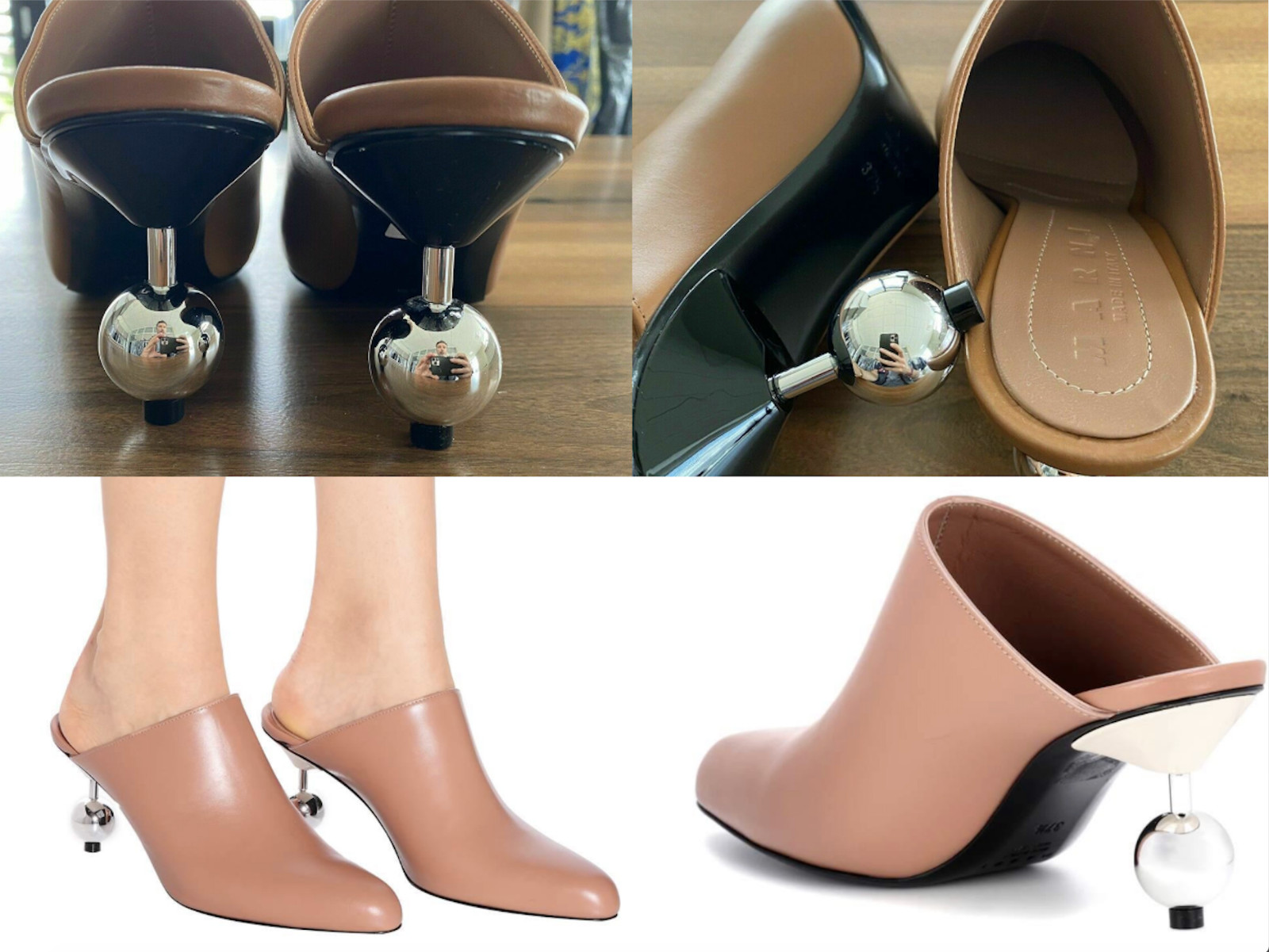 Marni Iconic Leather Orb Pin Heel Mules Ankle Boots Sandals Shoes 37.5