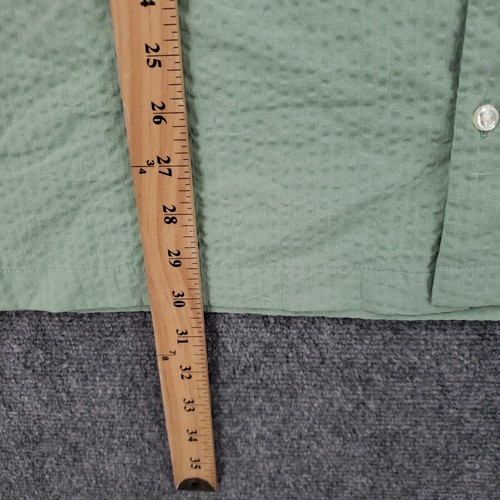 Gap Button Up Shirt Mens XL Extra Large Green Seersucker Short Sleeve One Pocket - 第 4/11 張圖片