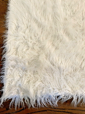 Rock Girl Couture Shaggy Faux Fur Blanket Throw White Ivory 55 x 68 - Glam Fluff