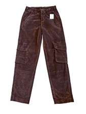 Free People Women s Hard Crushin Plush Slouch Cargo Pants Chocolate Merlot 0 NEW