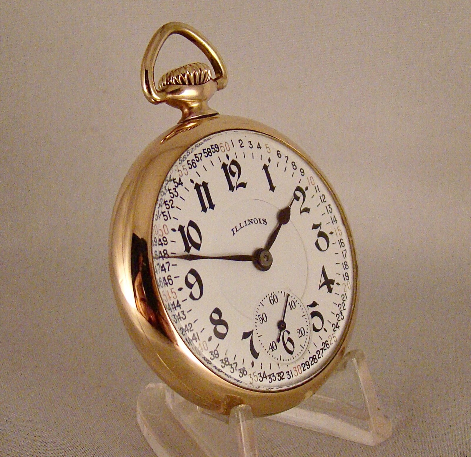 ILLINOIS "SANGAMO SPECIAL" 23j 10k GOLD FILLED OPEN FACE 17s RR POCKET