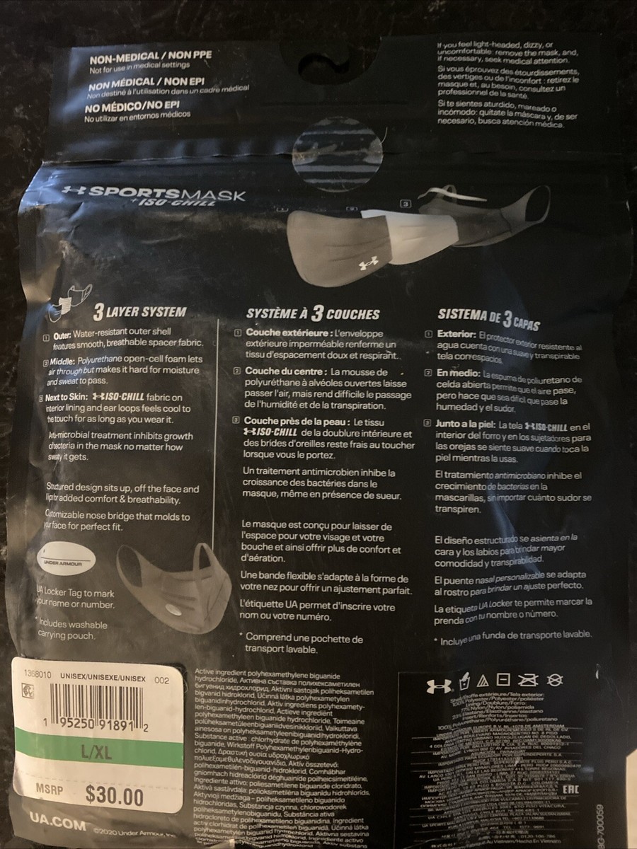 Under armour Sportsmask Sports Face Mask, Size L/XL - Black for