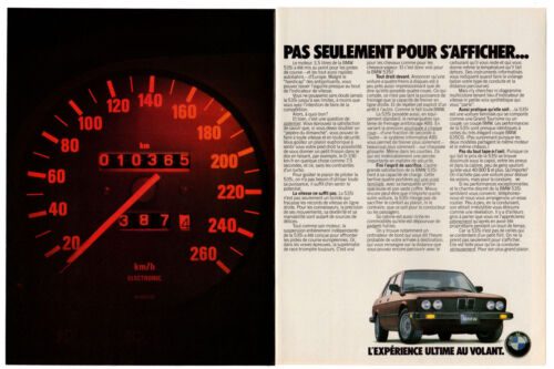 1986 BMW 535i Vintage Original 2-page Print AD Speedometer photo French Canada - Afbeelding 1 van 1