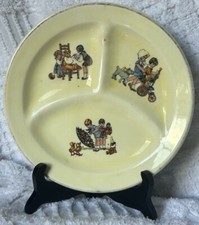 Yellow Divided Baby Plate Unmarked Divided Into 3 Sections Heavy 1