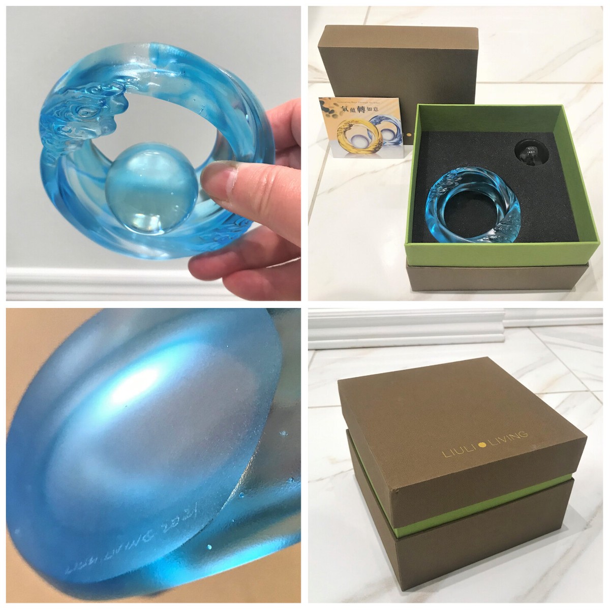 LIULIGONGFANG 琉璃工房 NEW in Box Ruyi 氣蘊轉如意 Crystal Glass 