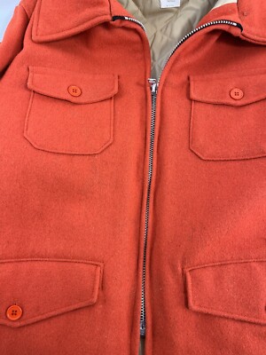 Vintage Melton Full Zip Wool Hunting Coat Jacket Size XL Orange