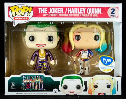 Funko Pop! Heroes The Joker Harley Quinn w/ Protector FYE Exclusive 2 Pack