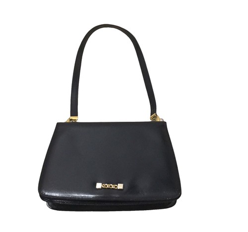 Franco Bellini Black Leather/Patent Leather Art Deco Bag | eBay